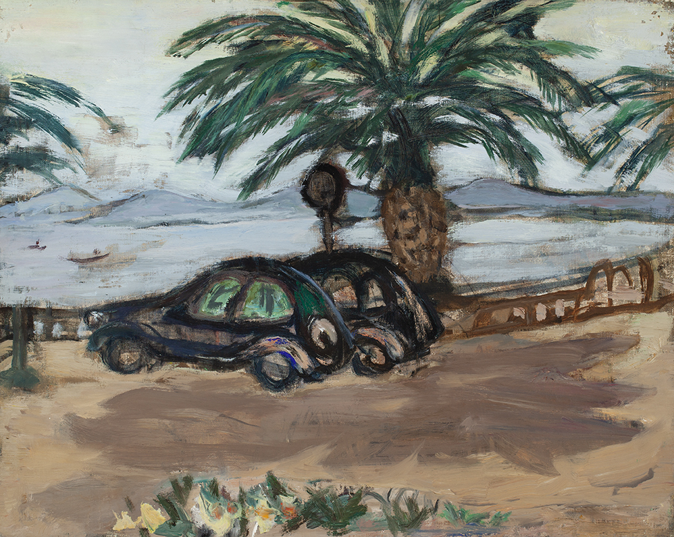MARIE-LOUISE VON MOTESICZKY(1906-1996)<BR> AUTO’S BIJ EEN MEER